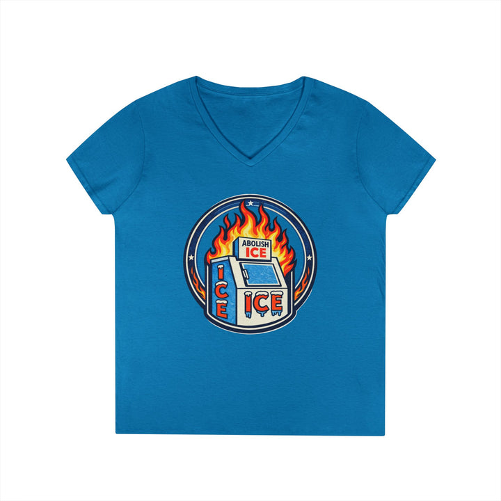 ABOLISH ICE On Fire - Women’s V-Neck T-Shirt