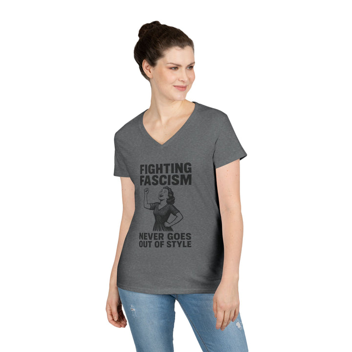 Fighting Fascism Never Goes Out of Style – Women's V-Neck T-Shirt