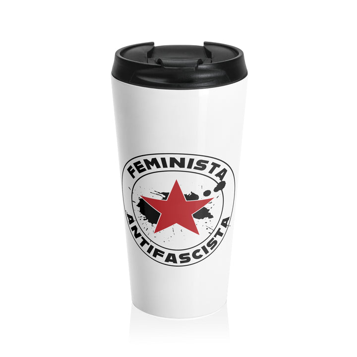 Feminista Antifascista – Stainless Steel Travel Mug, 15oz