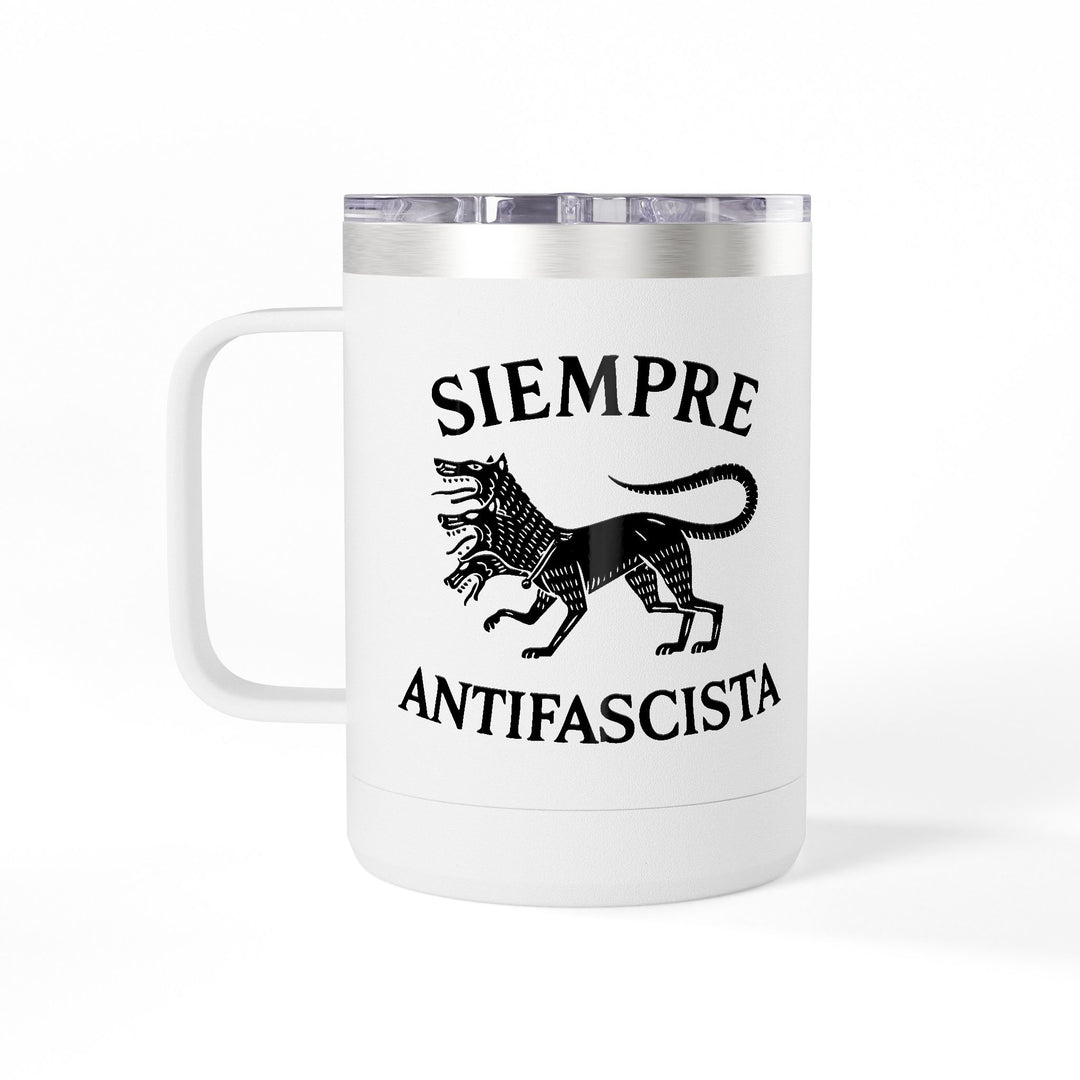 Siempre Antifascista Three-Headed Dog – Coffee Mug Tumbler, 15oz