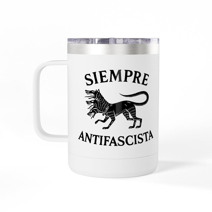 Siempre Antifascista Three-Headed Dog – Coffee Mug Tumbler, 15oz