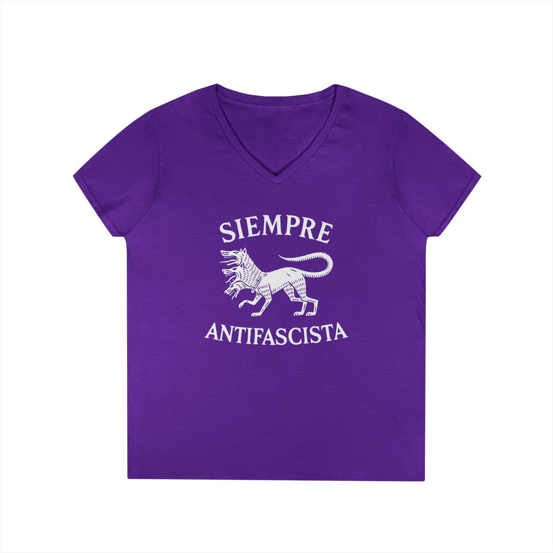Siempre Antifascista Graphic – Women's V-Neck T-Shirt