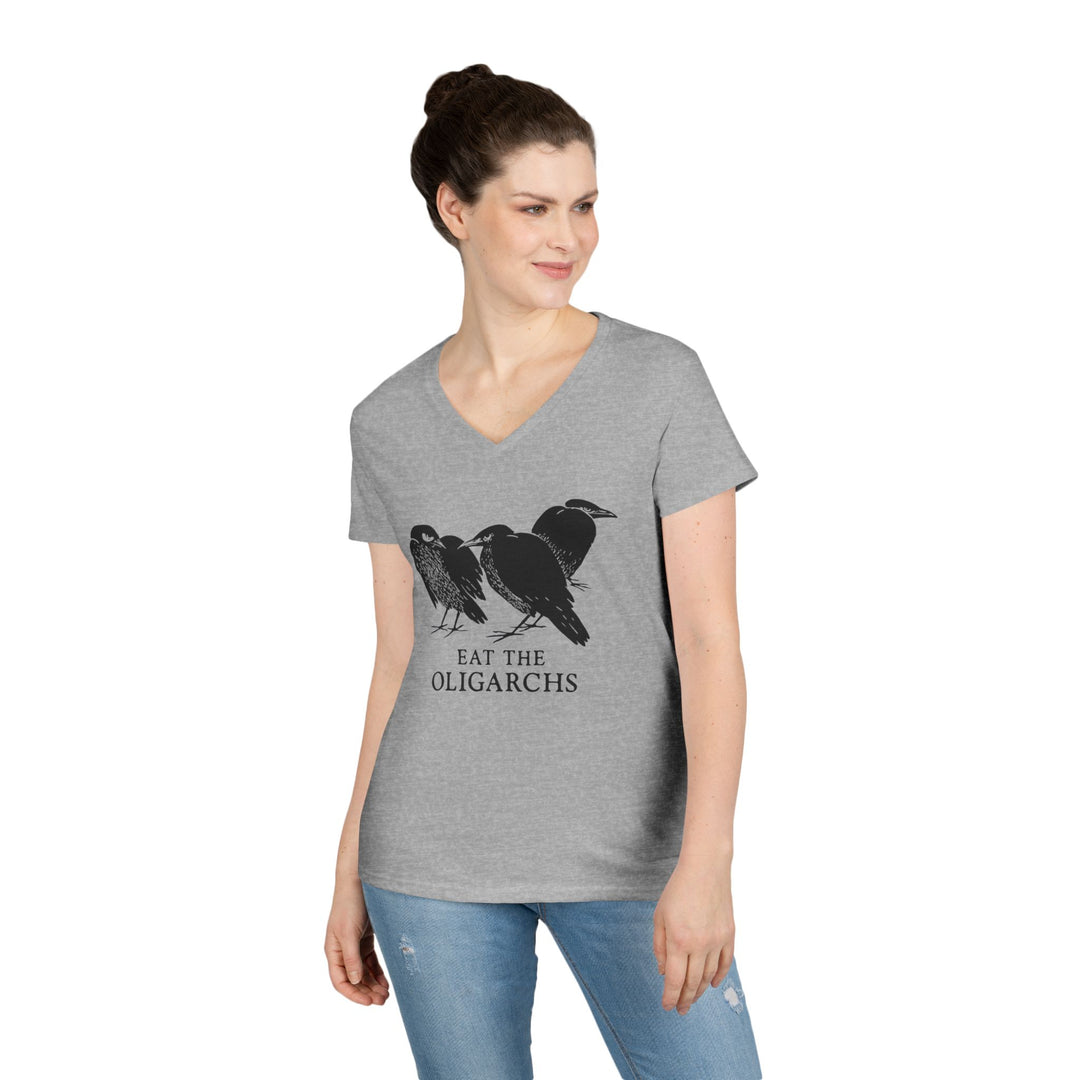 Eat the Oligarchs Crow – Women's V-Neck T-Shirt