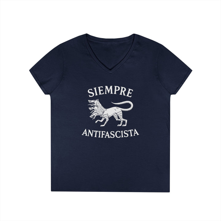 Siempre Antifascista Graphic – Women's V-Neck T-Shirt