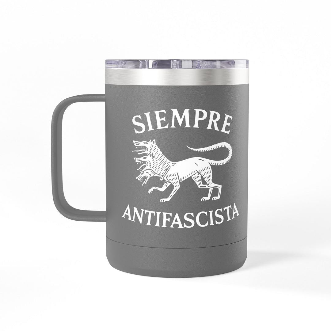 Siempre Antifascista Three-Headed Dog – Coffee Mug Tumbler, 15oz