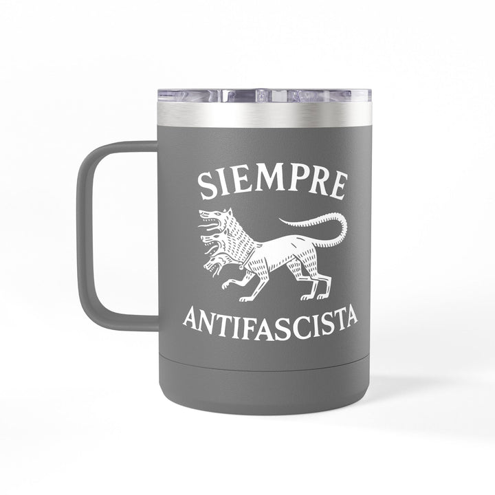 Siempre Antifascista Three-Headed Dog – Coffee Mug Tumbler, 15oz