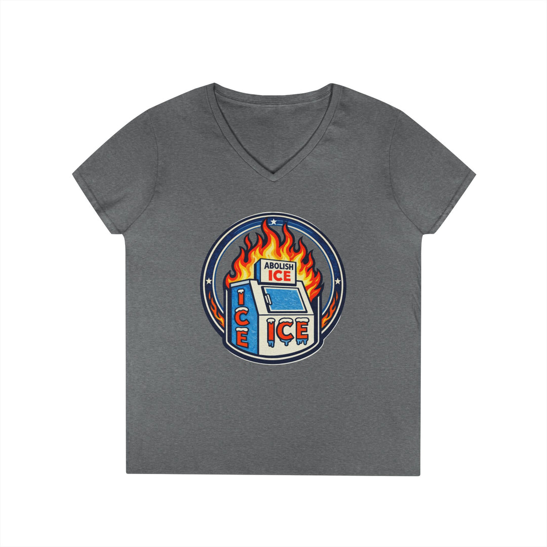 ABOLISH ICE On Fire - Women’s V-Neck T-Shirt