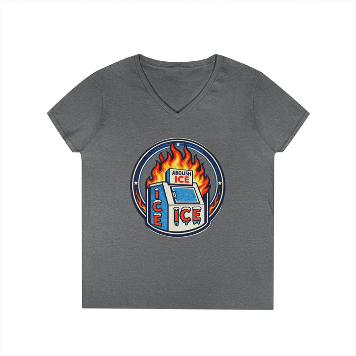 ABOLISH ICE On Fire - Women’s V-Neck T-Shirt