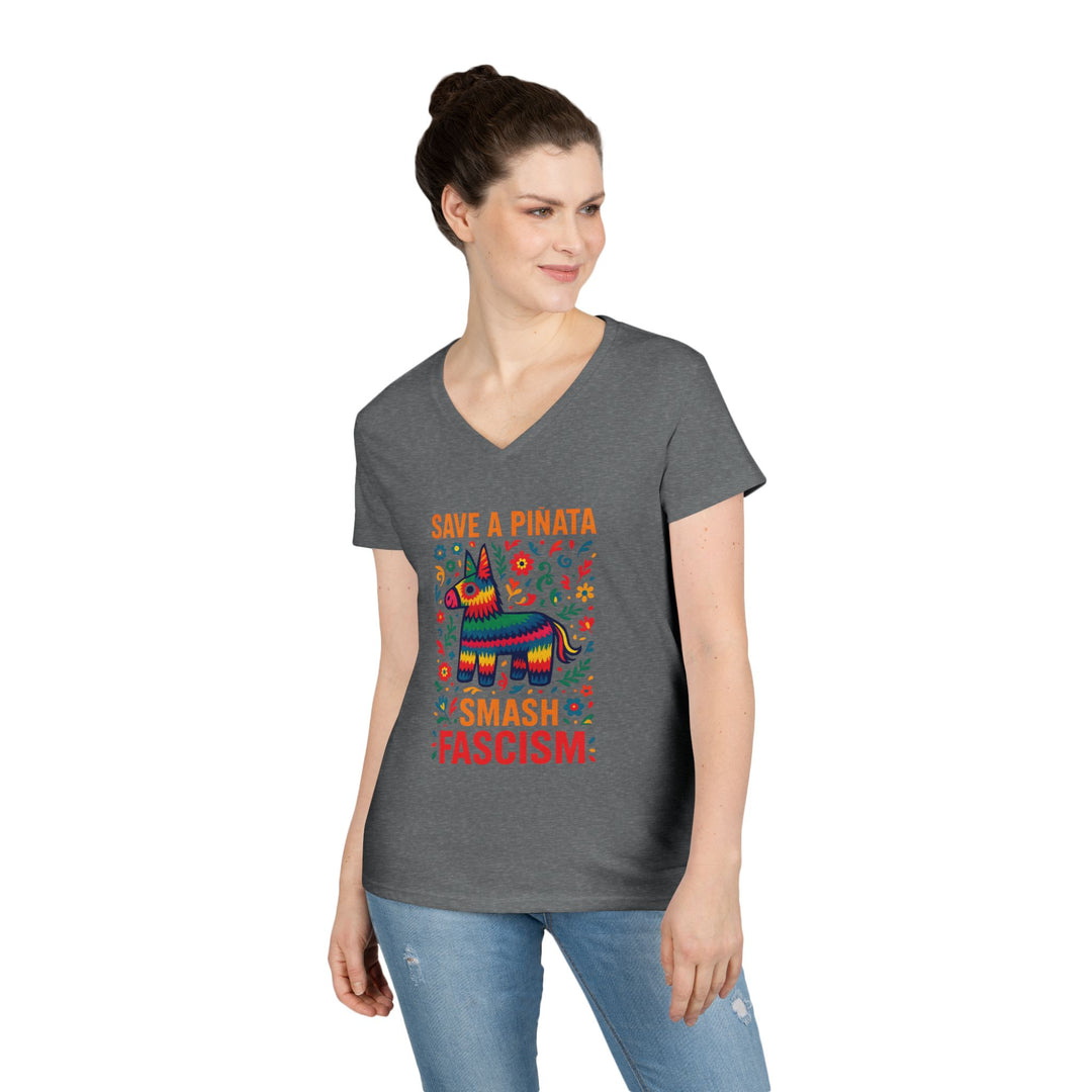 Save a Piñata Smash Fascism – Women's V-Neck T-Shirt