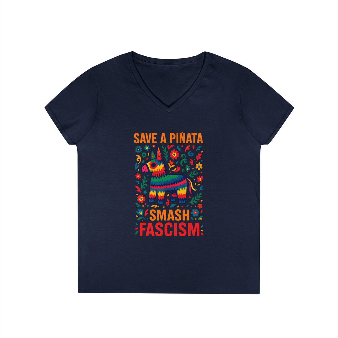 Save a Piñata Smash Fascism – Women's V-Neck T-Shirt