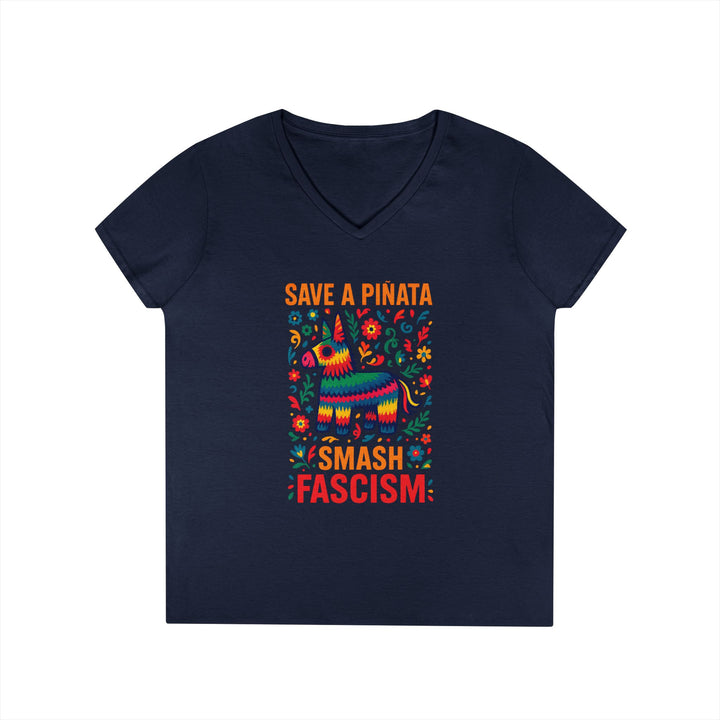 Save a Piñata Smash Fascism – Women's V-Neck T-Shirt