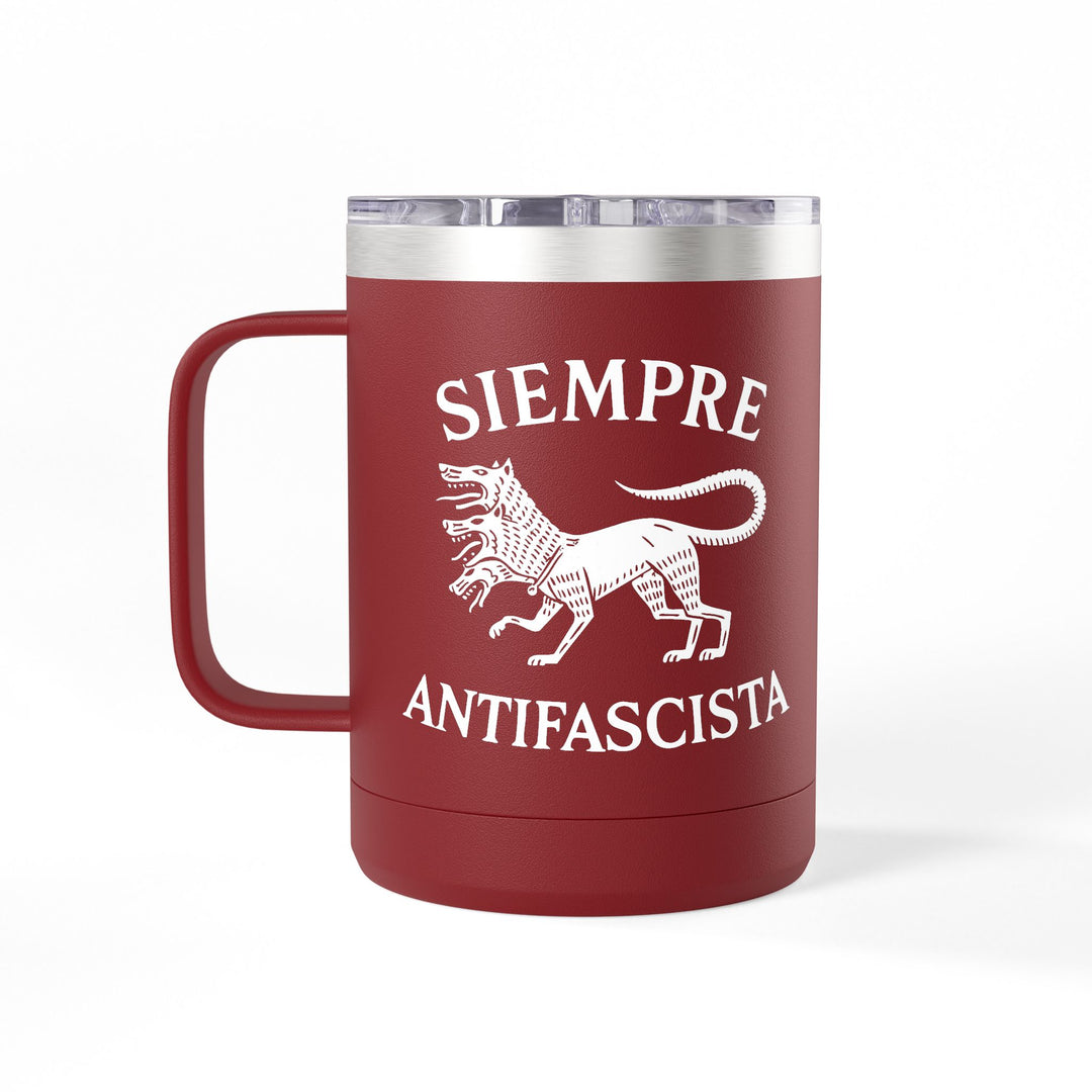 Siempre Antifascista Three-Headed Dog – Coffee Mug Tumbler, 15oz
