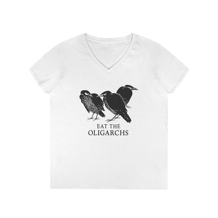 Eat the Oligarchs Crow – Women's V-Neck T-Shirt
