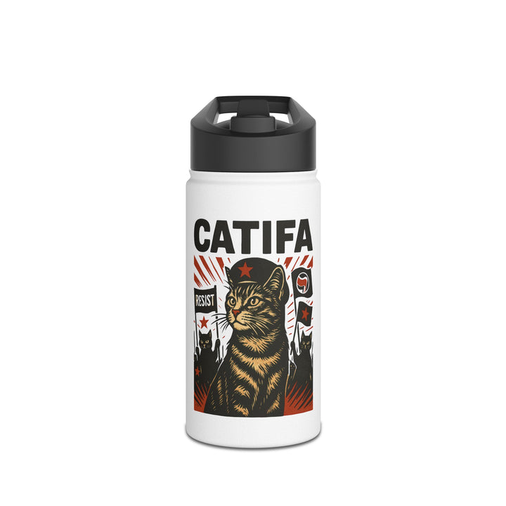 Catifa - Anti-Fascist Cat – Stainless Steel Water Bottle, Standard Lid
