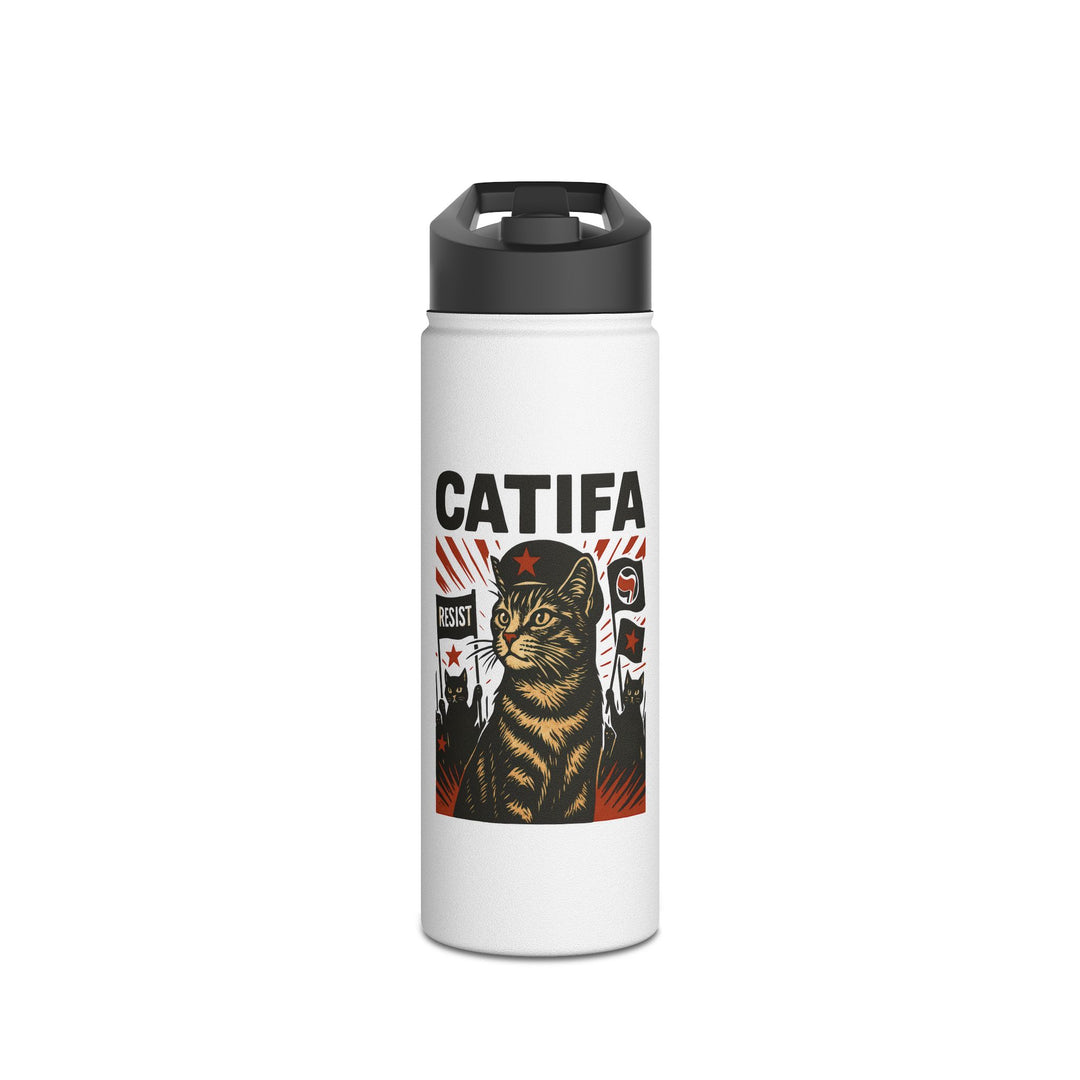 Catifa - Anti-Fascist Cat – Stainless Steel Water Bottle, Standard Lid