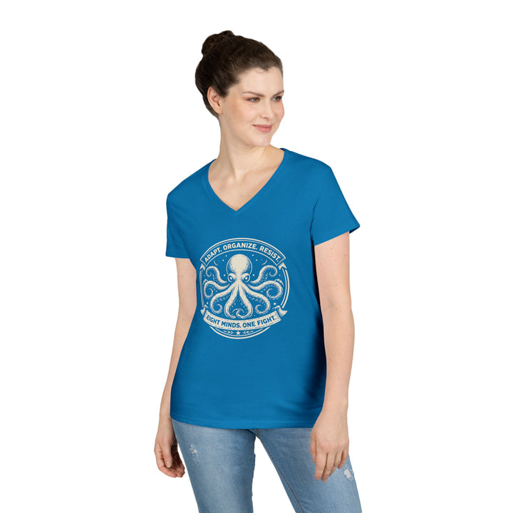 Adapt. Organize. Resist. Octopus – Women’s V-Neck T-Shirt
