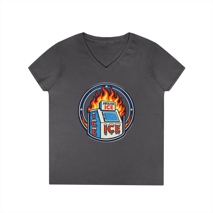 ABOLISH ICE On Fire - Women’s V-Neck T-Shirt