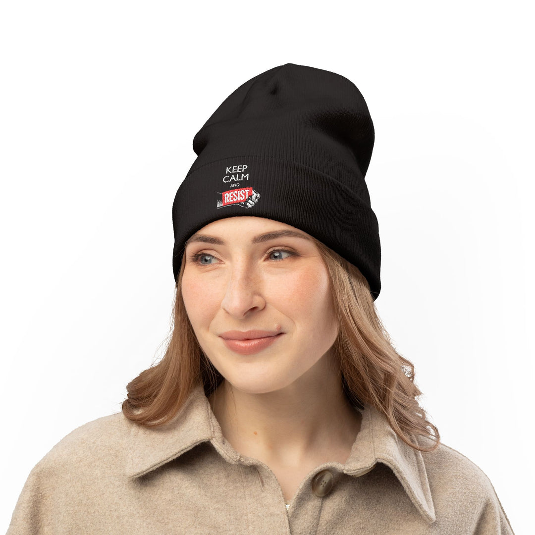 Keep Calm And Resist – Embroidered Knit Beanie