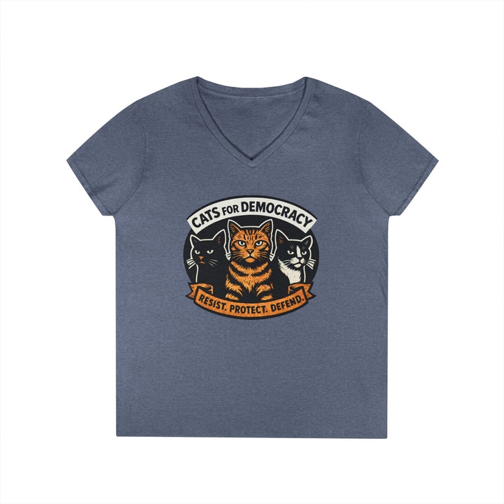 Cats for Democracy – Women's V-Neck T-Shirt