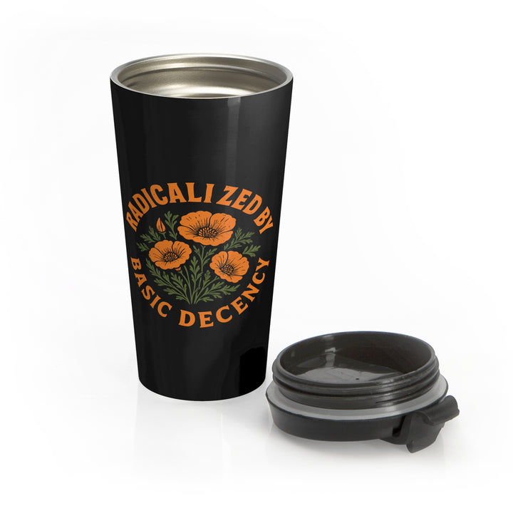 Radicalized By Basic Decency – (Black) Stainless Steel Travel Mug