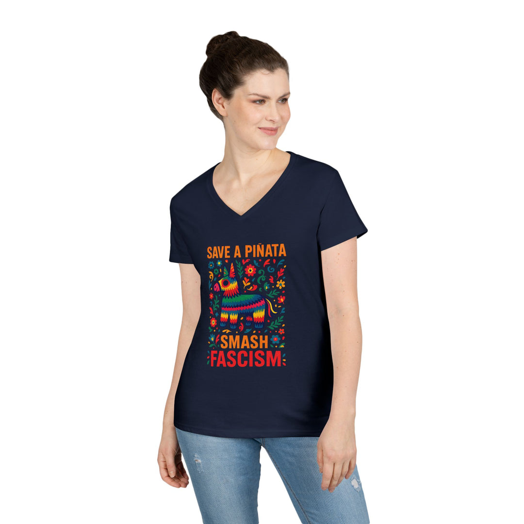 Save a Piñata Smash Fascism – Women's V-Neck T-Shirt