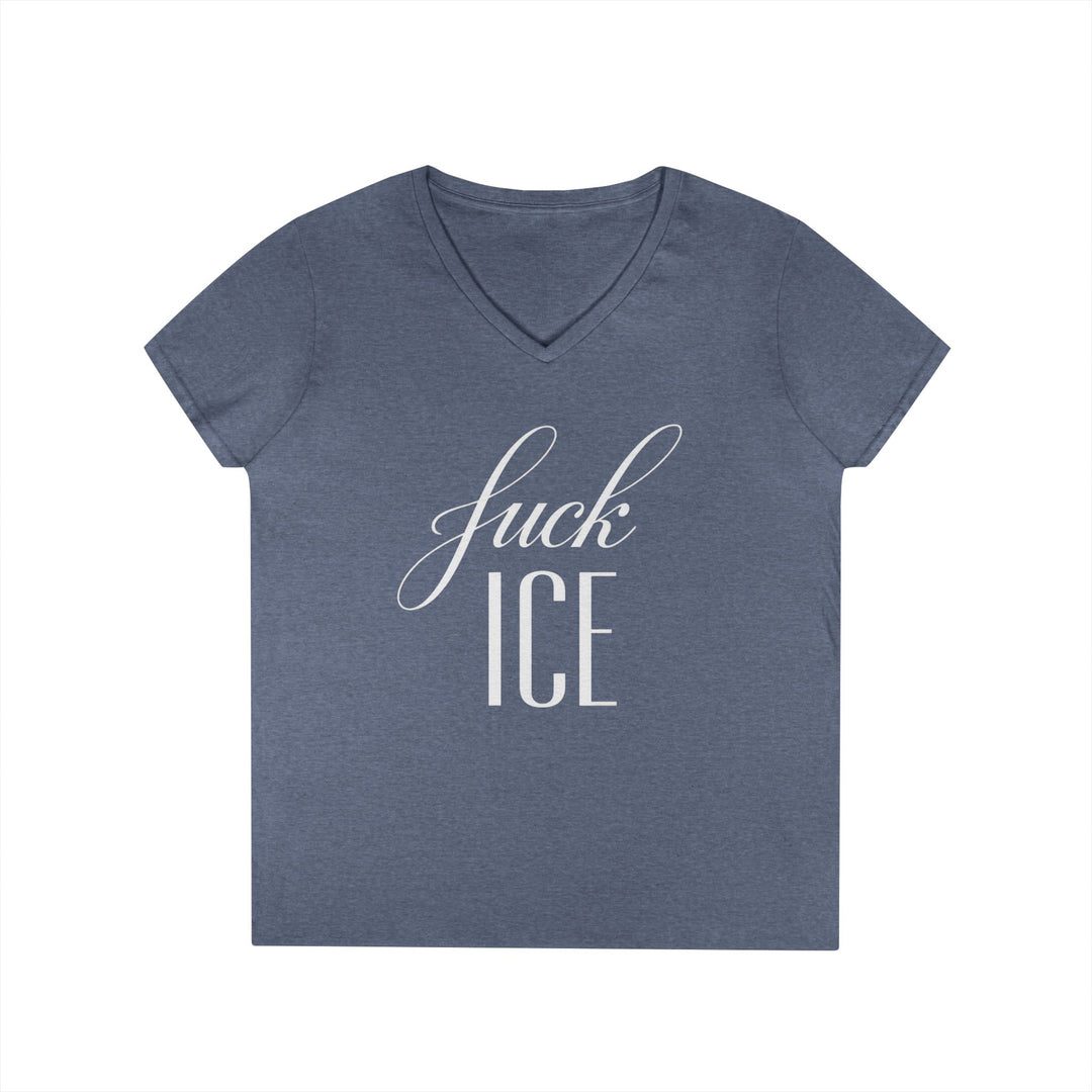 F*ck ICE Cursive Graphic – Women’s V-Neck T-Shirt