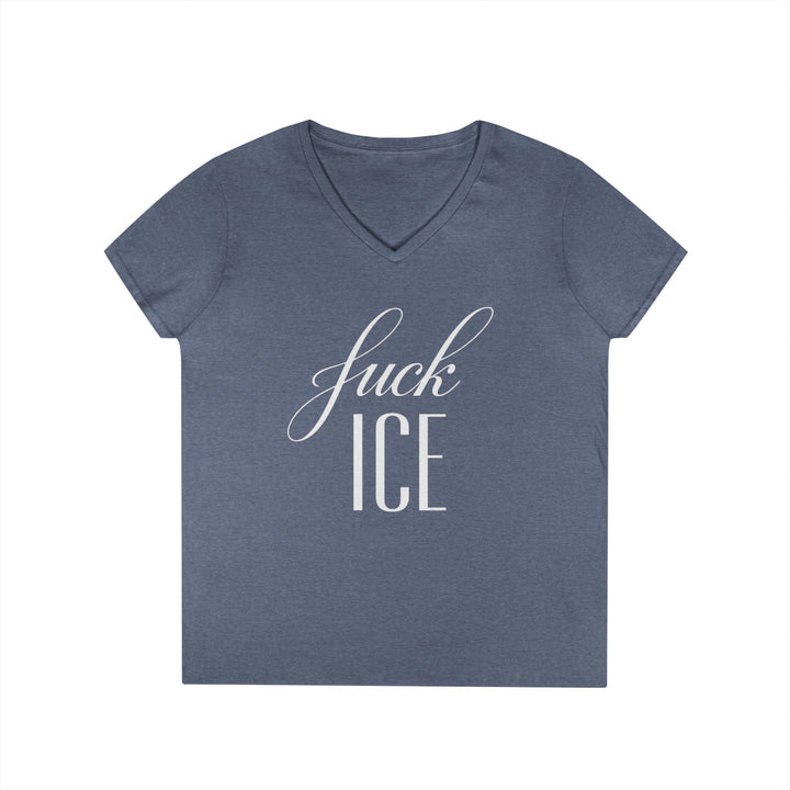 F*ck ICE Cursive Graphic – Women’s V-Neck T-Shirt