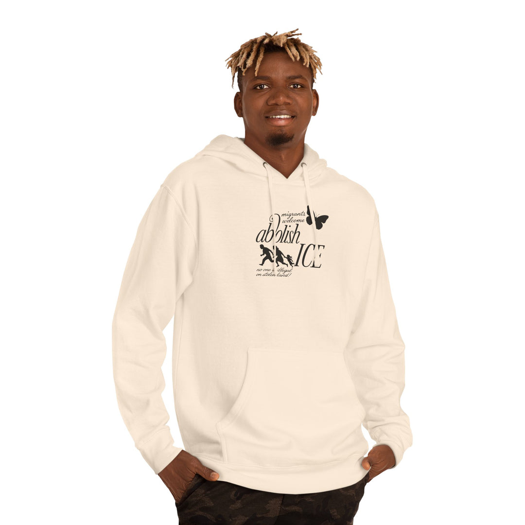 Migrants Welcome, Abolish ICE – Unisex Pullover Hoodie