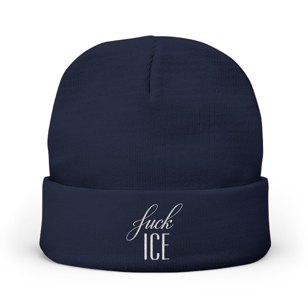 F*ck ICE Cursive Graphic – Embroidered Knit Beanie