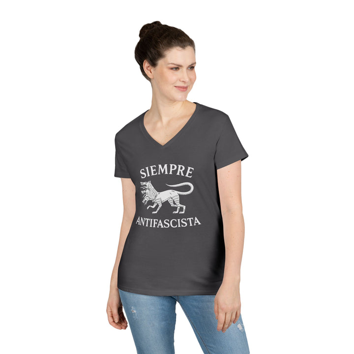 Siempre Antifascista Graphic – Women's V-Neck T-Shirt
