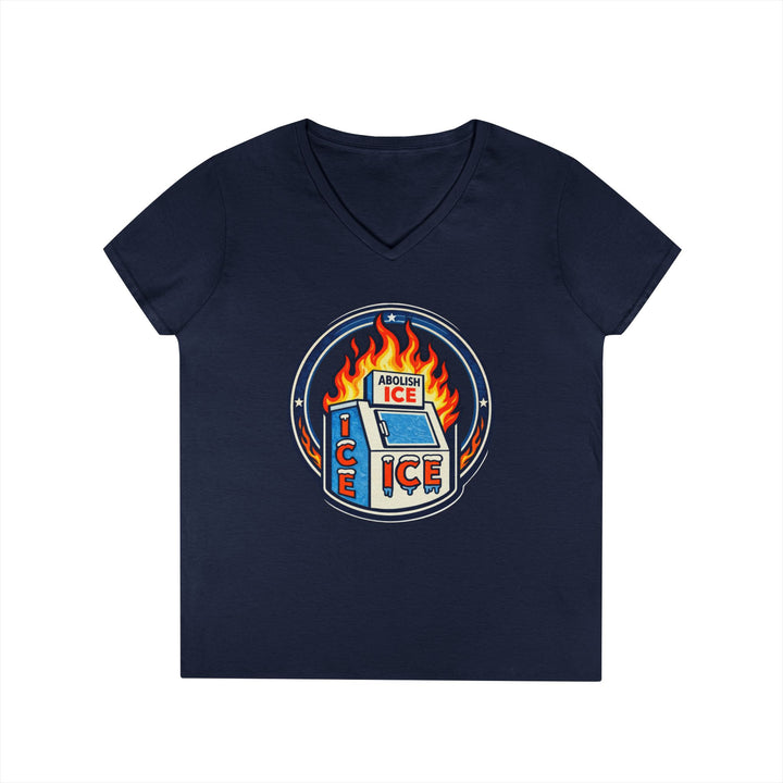 ABOLISH ICE On Fire - Women’s V-Neck T-Shirt