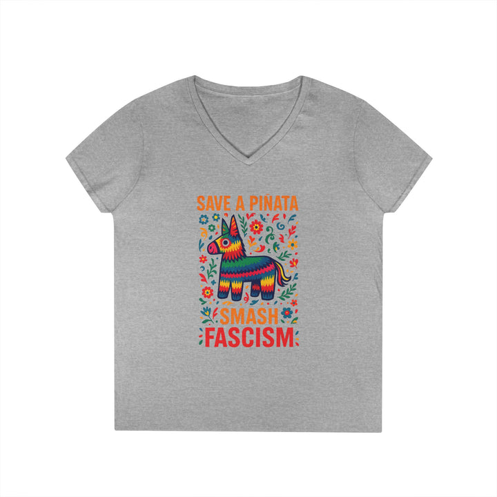 Save a Piñata Smash Fascism – Women's V-Neck T-Shirt